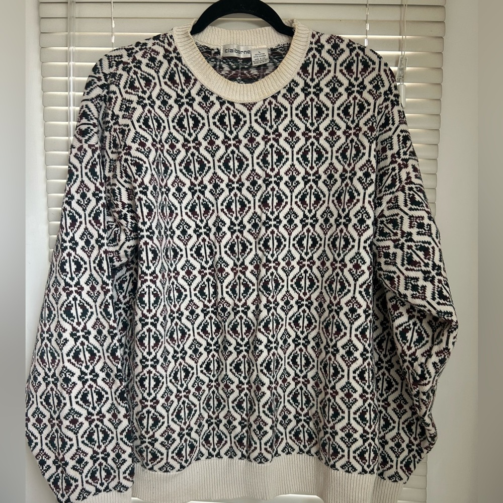 Claiborne Black and Cream Knit Sweater